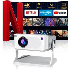 Phigeek Mini Projector with WiFi 6 and Bluetooth 5.2, Portable Projector 4K Support, Auto Vertical Keystone 270Â° Rotatable, Compatible with Smartphone/TV Stick/Box/USB/HDMI