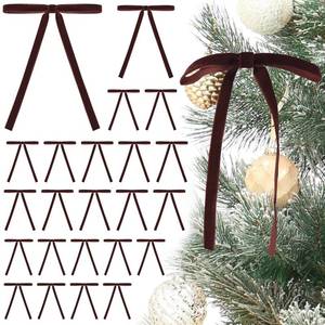 lot 14386 image: Tsorode 24 Pcs Brown Velvet Bows for Christmas Tree, Brown Velvet Bows Ornaments Christmas Tree Bow for Gift Wrapping Door Vintage Garland Wreath,Rustic Holiday Decor-38 Wide, 5 x 7 inch