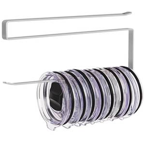 lot 14396 image: Tumbler Lid Organizer, Horizontal Tumbler Lid Storage Hook Up to 10 Lids, Space Saving Cup Lid Holders Under Cabinet Tumbler Lid Hook for Kitchen Organizer and Storage, Paper Towel Rack Hanger (Gray)