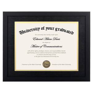 lot 14402 image: upsimples 11x14 Diploma Frame Certificate Degree Document Frame with High Definition Glass, 8.5 x 11 with mat for Wall and Tabletop, Black Double Mat, 1 Pack