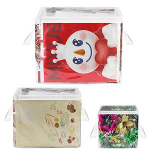 lot 14405 image: 3 Pack Clear Zippered Gift Bag Storage Organizer with Handles,Organize Your Gift Wrap,Tissue Paper, Tape,Bow, Ribbon,Card,Ornament-Christmas Wrapping Supplies Storage Bag-3 Different Sizes��LMS)