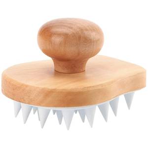 lot 14417 image: Hangerspace Scalp Massager Shampoo Brush, Wooden Wet and Dry Hair Scalp Care Brush, Shower Brush Scalp Scrubber Exfoliator with Soft Silicone Bristles for Dandruff Removal, Hair Growth (White)
