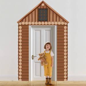 lot 14427 image: 3PCS Camping Themed Party Door Decorations,Rustic Wooden Cabin Porch Banner,Countryside Forest Sign Photo Backdrop Hanging Supplies Set for Wedding Summer Camp Birthday Hawaii Baby Shower Themed Party