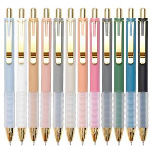lot 14430 image: Linbsunne Ballpoint Pens Black Medium Point 1mm Pen with Super Soft Grip Ball Point Pen for Men Women Retractable Pens (gold-12 pcs)