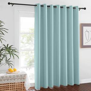 lot 14435 image: NICETOWN Sliding Door Curtain 84 inches Long, Grommet Privacy Darkening Window Treatment Sound Reducing Room Divider for BedroomKids Room, 1 Panel, Sky Blue, W100 x L84