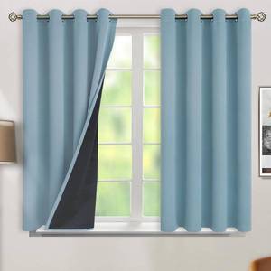 lot 15566 image: BGment Short 100% Blackout Curtains for Bedroom, Thermal Insulated Lined Energy Efficiency Noise Reducing Grommet Curtains 45 Inch Length for Small Window 2 Panels Each 52 Inch Wide, Greyish Blue