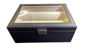 lot 15581 image: Black Leatherette JewelryWatch Box with Glass Display