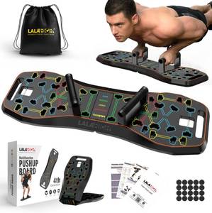 lot 15591 image: LALAHIGH Push Up Board,36 in 1 Home Gym Equipment with Ab Roller Wheel & Resistance Bands, Portable Foldable Workout Board for Full Body Strength Training Men Women,Gift for Boyfriend