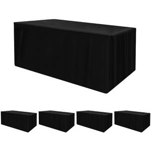 lot 15650 image: HolidayIdeas Fitted Black Rectangle Table Covers for 8 Foot Tables, Wrinkle Resistant Washable Tablecloths 96x30 Inch for Vendor Booth Display, Banquet, Trade Show, 4 Pcs