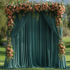 lot 15660 image: 20x10ft Wrinkle Free Hunter Green Backdrop Curtain for Parties Soft Fabric Drapes Wedding Dark Green Curtain Backdrop for Birthday Party Decorations Background for Photography 5x10ft,4 Panels