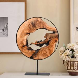 lot 15661 image: WELLAND Round Cedar Wood Sculpture 13.77 W x 13.77 D x 14 H, Wood Tabletop Sculpture, Irregular Shape d�cor for Living Room, Bedroom, Home Office