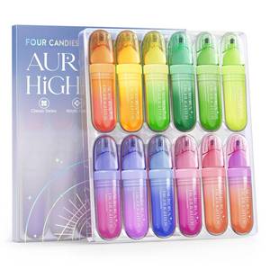 lot 16165 image: Four Candies 12 Pcs Highlighters Assorted Colors, Cute Pastel Highlighter Set, Dry Quickly, Soft Chisel Tip, No Bleed Highlighter, Aesthetic Highlighters fo Purple Christmas Gifts