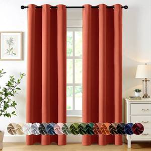 lot 16167 image: MIULEE Burnt Orange Blackout Curtains for Bedroom Living Room 72 Inches Long 2 Panels, Thermal Insulated Room Darkening Drapes Solid Grommet Top Noise Reduction Terracotta Rust Fall Window Treatments