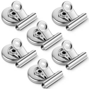 lot 16176 image: Grtard 6 Pack Magnetic Clips Heavy Duty, Magnet Clips for Fridge, Refrigerator Magnets, Strong Magnetic Clip,Scratch Free Magnets with Clip for Refrigerator, Whiteboard, Classroom, Locker(Silver)