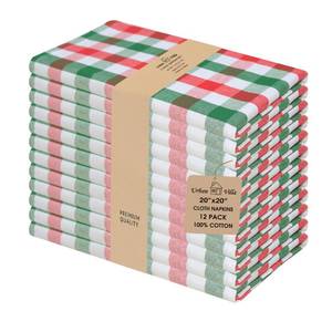 lot 16179 image: Urban Villa Cloth Napkins Set of 4 20x20 Inches 100% Cotton Napkins Cloth Washable Durable Reusable Absorbent Table Dinner Napkins Cloth for Christmas Hotel Lunch Restaurant Parties -X MAS Checks