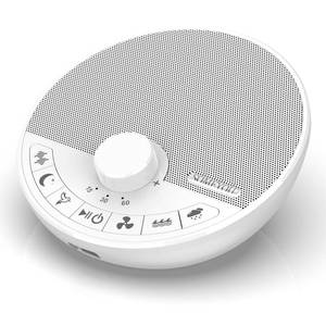 lot 16193 image: Someyou Portable White Noise Sound Machine with 18 Sleep Sounds, Battery Powered Bluetooth Function Knob Volume Control Sleep Timer, Travel White Noise Machine for Sleeping Adults Baby(White)