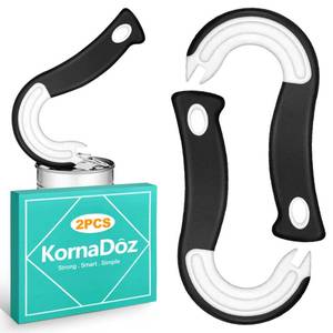 lot 16198 image: KornaDoz 2 Pack Ring Pull Can Opener & Pull Tab Tool, Kitchen Gadget & Arthritis Aid for Weak Hands & Seniors, Easy Opener for Soda, Soup, Pet Food Cans, Protects Fingernails