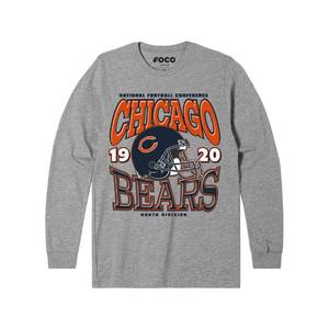 lot 16217 image: FOCO Chicago Bears NFL Mens Classic Team Helmet Long Sleeve T-Shirt - Athletic Heather - XL