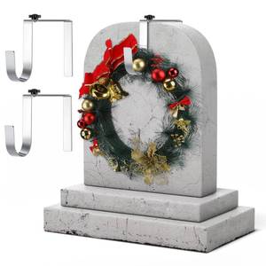 lot 16229 image: Blulu 7 to 11 Metal Headstone Wreath Hanger Christmas Memorial Day Adjustable Flower Wreath Holder Stands Gravestone Marker Cemetery Tombstone Saddles(2 Pcs)