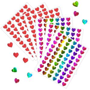 lot 16251 image: 2400pcs Small Shiny Heart Stickers 0.5, Tiny Holographic Hearts Sticker for Kids Journal Planner Classroom Rewards Charts, Mini Iridescent Red Love Stickers for Valentines Day Envelope Calendar