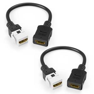 lot 16252 image: VCE 2-Pack HDMI Keystone Jack, Female to Female HDMI Pigtail Cable 4K HDMI2.0 Keystone Coupler for Keystone Wall Plate, Mounted TV, 6 Inch
