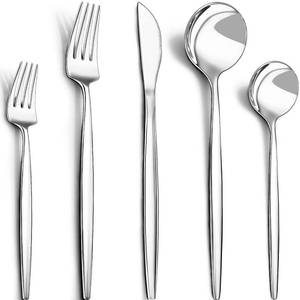 lot 16258 image: 40-Piece Silverware Set for 8, CEKEE Stainless Steel Flatware Cutlery Set Included Knife Spoon and Fork, Kitchen Utensils Set for Home Hotel Wedding Restaurant - Mirror Polished & Dishwasher Safe