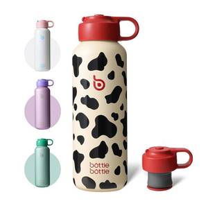 lot 16265 image: BOTTLE BOTTLE Water Bottle for Carbonated Drinks 20oz Insulated Bottles for Fizzy Drinks Keep Carbonation Longer Leak Proof for Sports Travel School(Cow)