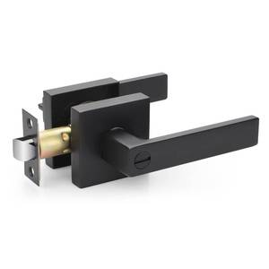 lot 19360 image: EHOMEWARE 1 Pack Black Door Handles Interior, Keyless Privacy Door Knob, Heavy Duty Door Locks for Bedrooms Bathrooms, Modern Square Door Lever, Reversible for Left or Right Handed Doors