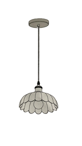 lot 19364 image: Green Glass Flower Pendant Light with Hardware