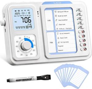 lot 19379 image: 3-in-1 Visual Timer & ADHD Tool for KidsAdults, Task Timer with Chore Chart Board, Visual Schedule for Kids with Autism, Daily Checklist for Home, School, Classroom, Desk