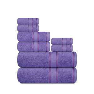 lot 19389 image: Casa Lino Bath Towel Set of 8 (2 Bath Towels, 4 Wash Cloths & 2 Hand Towels for Bathroom) - 100% Cotton - Highly Absorbent & Quick Dry - Guest Room Essentials for Bathroom Set - (Purple)