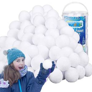 lot 19400 image: Elcoho 100 Pieces 2 Inch Artificial Snow Toy Ball Set with Bucket for Storage Kids Snow Fight Ball Realistic Snow White Plush Toss Ball for Kids Toss Game Winter Snow Fight Indoor Outdoor Xmas Decor