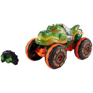 lot 19401 image: Hot Wheels Monster Trucks Remote-Control Toy Vehicle, 115 Scale Rageasaur RC with Grip Action Tires for Off-Roading & Wheelie Stunting