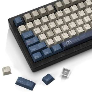 lot 19420 image: dagaladoo Retro Japanese Anime PBT keycaps,BeigeBlue Keycaps 60% 65% 100%,Dye Sublimation Custom Key caps,Cherry Profile Keyboard Key caps for TKL US Layout Mechanical Keyboard