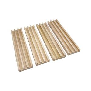 lot 20309 image: SUTIMSHE Wooden Domino Racks Set of 4 Natural Domino Trays Holders Organizer for Mexican Train Chickenfoot and Other Domino Games - Dominoes NOT Included