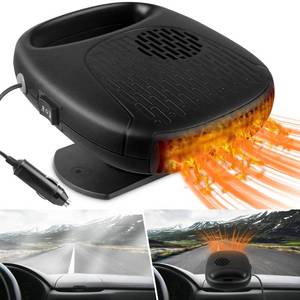 lot 20312 image: 12V Car Heater, 360 Degree Rotation Portable Car Heater Fan Plugs in Cigarette Lighter, 120 Watts Heating and Cooling 2 in 1, Windshield Defroster & Defogger, Black