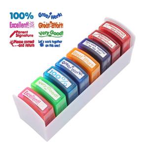 lot 20313 image: Teacher Stamp Set Colorful Encouraging Comments Self-Inking School Classroom Homework Grading Stamp Set with Storage Tray��8-Piece��