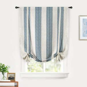 lot 20322 image: DriftAway Chris Vertical Striped Pattern Blackout Room Darkening Tie Up Curtain Navy - 31  width x 47  length