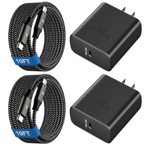 lot 20325 image: 25W Super Fast Charger USB C, 25 Watt Type-C Android Phone Charger Fast Charging Block with 10FT Type C Cords for Samsung Galaxy S25 UltraS24 UltraS24S23 UltraS23S22 PlusS20, Tab S9S8 Ultra