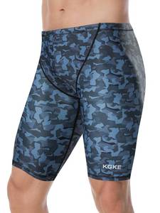 lot 20333 image: K898 Mens Swim Jammers UPF50, Swim Training Printed Jammer Swimsuit Endurance Compression for Men (Grey Camo-WF, XXL)