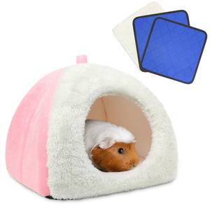 lot 20338 image: Tierecare Guinea Pig Bed with 2 Absorbent Leak-Proof Bottom Pee Pad Fleece Small Animal Hideout House Washable Hide Hut for Rabbit Chinchilla Rat Hedgehog