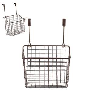 lot 20360 image: Spectrum Large Over Cabinet Door Organizer Bronze Wire Storage Basket for Kitchen Bathroom, Steel Hanging Cabinet Storage Organizer Basket Design Fits 0.75 Inch Cabinet Doors