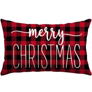 lot 20371 image: OTOSTAR Red Black Buffalo Check Plaid Christmas Lumbar Pillow Cover 12x20 Inches for Xmas Decorations Merry Christmas Throw Pillow Covers Winter Holiday Cushion Case Decoration for Sofa Couch