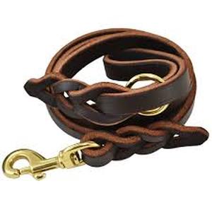 lot 4335 image: Brown Leather Dog Leash with Brass Hardware