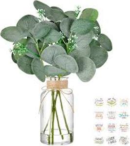 lot 4353 image: Artificial Eucalyptus Arrangement in Twine-Wrapped Glass Jar