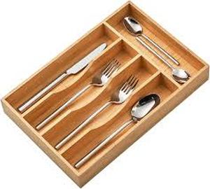lot 4370 image: Wood utensil drawer Organizer with small crack as seen in pictures