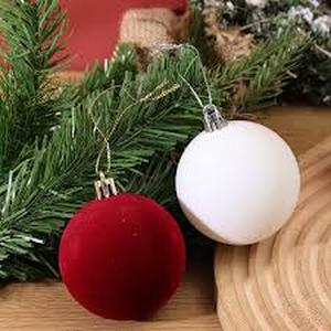 lot 4374 image: 30 Pcs Velvet Christmas Balls 2.36 Flocked Christmas Tree Ball Ornaments 5 Styles Flocked Ornaments Assortment for Xmas Tree Decoration Holiday Party(Wine Red, White, Champagne)