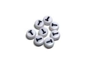 lot 4415 image: 200 Pieces 4x7mm Single Z Letter Beads for Jewelry Making, White Round Acrylic Bulk Alphabet (Black on White)