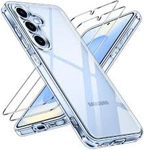 lot 4416 image: ivoler 3-in-1 Case for Samsung Galaxy S25 5G 6.2 (Not for S25 Plus 6.7) with 2 Pack Tempered Glass Screen ProtectorFull Coverage, Slim Phone Bumper Cover -Clear (Not for S25 Plus 6.7)