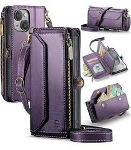 lot 4423 image: Strapurs Wallet Case Compatible with iPhone 17 Pro 6.3 RFID Blocking 9-Card Holder Soft PU Leather Magnetic Snap Shoulder Strap Zipper Pocket Phone Case Fit for iPhone 17 Pro for Women - Black